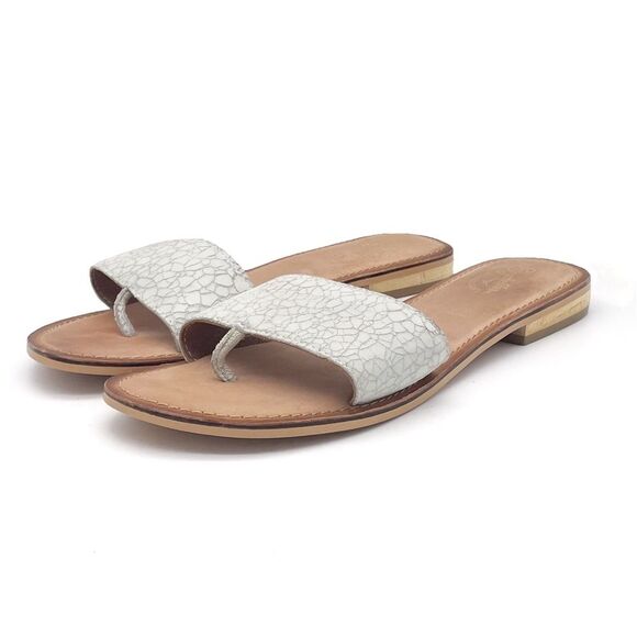 Seychelles Smooth Operator Dress Flat Sandal in White Crackle Leather Size 7.5 - Picture 8 of 16
